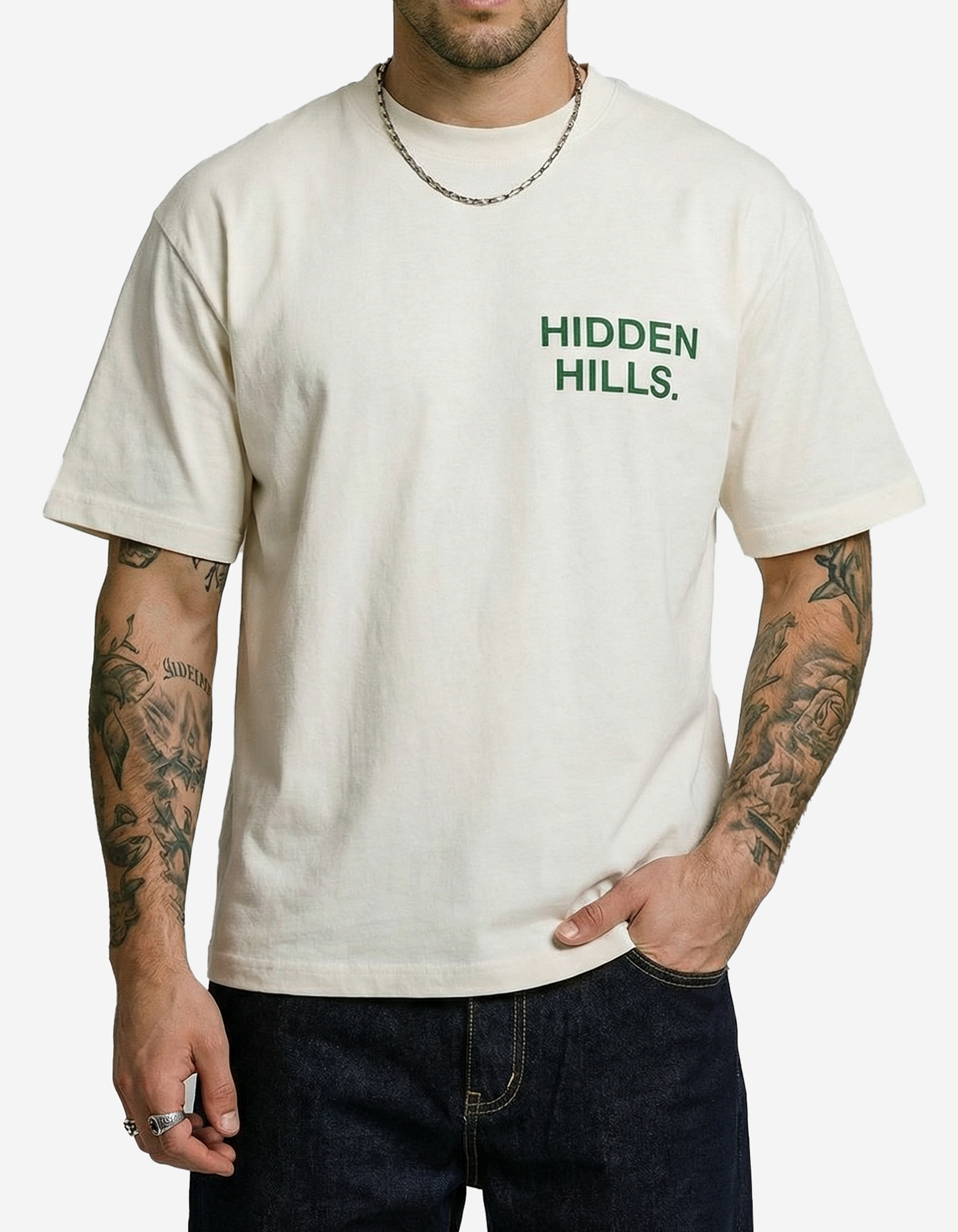 Limited Tee Cream/Green – Hidden Hills Club