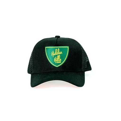 HH Club Trucker Hat Pink Brim with Green/Yellow Shield 12